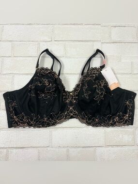 Cacique Women’s Unlined Demi Bra – Black Size 46D Supportive Full‑Bust Lingerie